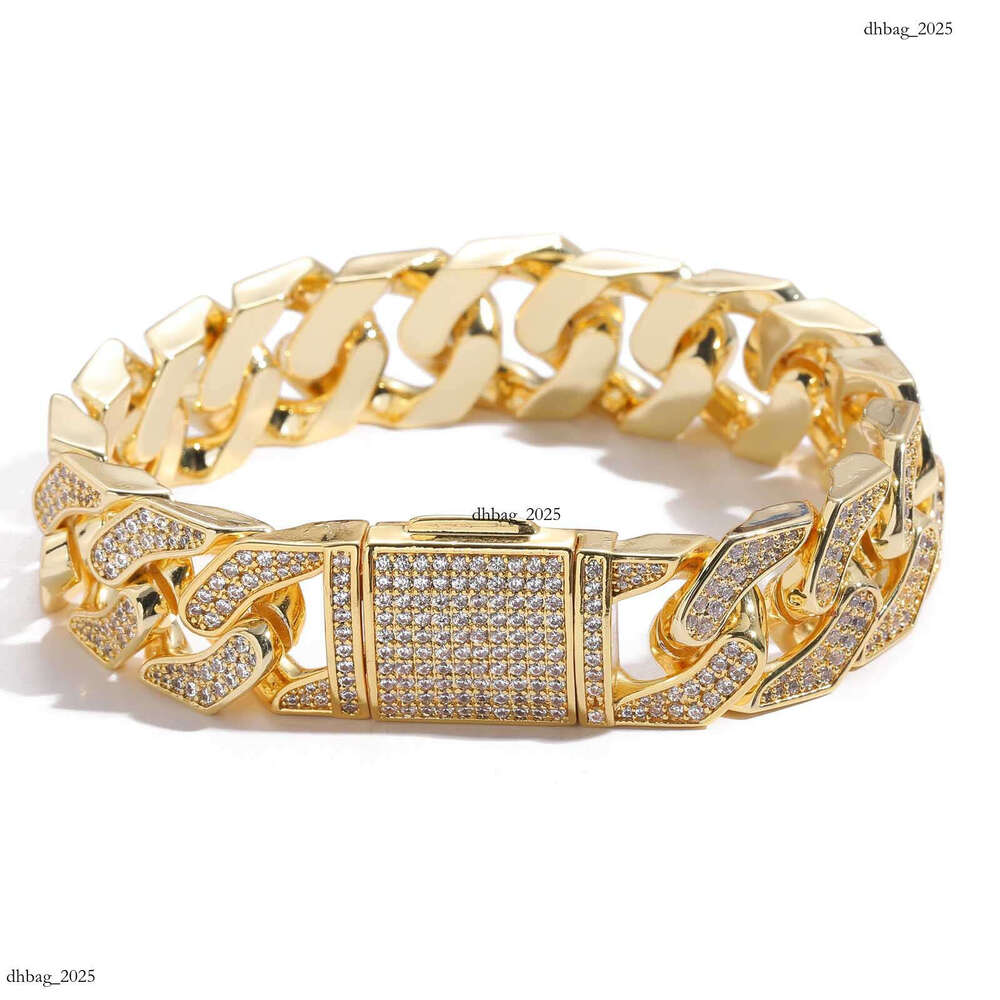 Bracelet 16mm Cuban Chain Geometric Full Zircon Men's Personality Hip Hop Jewelry