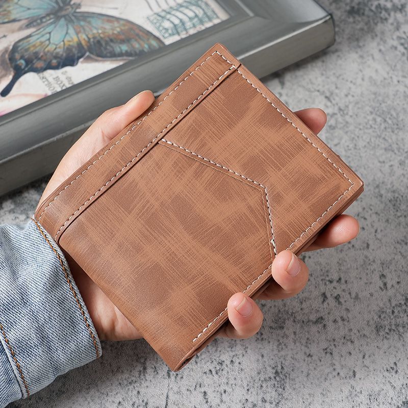 Men's Short Multi-card Slot Business Wallet Fashion Men's Zipper Coin Purse Luxury Bag Large Capacity Men's Youth Money Clip