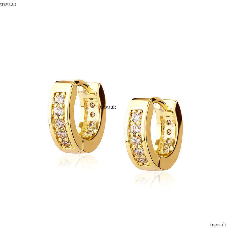 Geometric Round Micro Paved Zircon Earrings Personality Versatile Fashion Trend Buckle Ear Jewelry Accessories