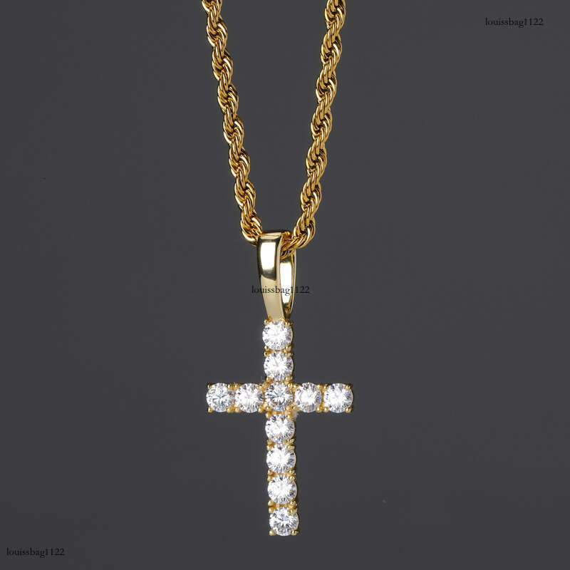 Iced Out VVS Moissanite Cross Pendant Necklace Versatile Choker Live Broadcast