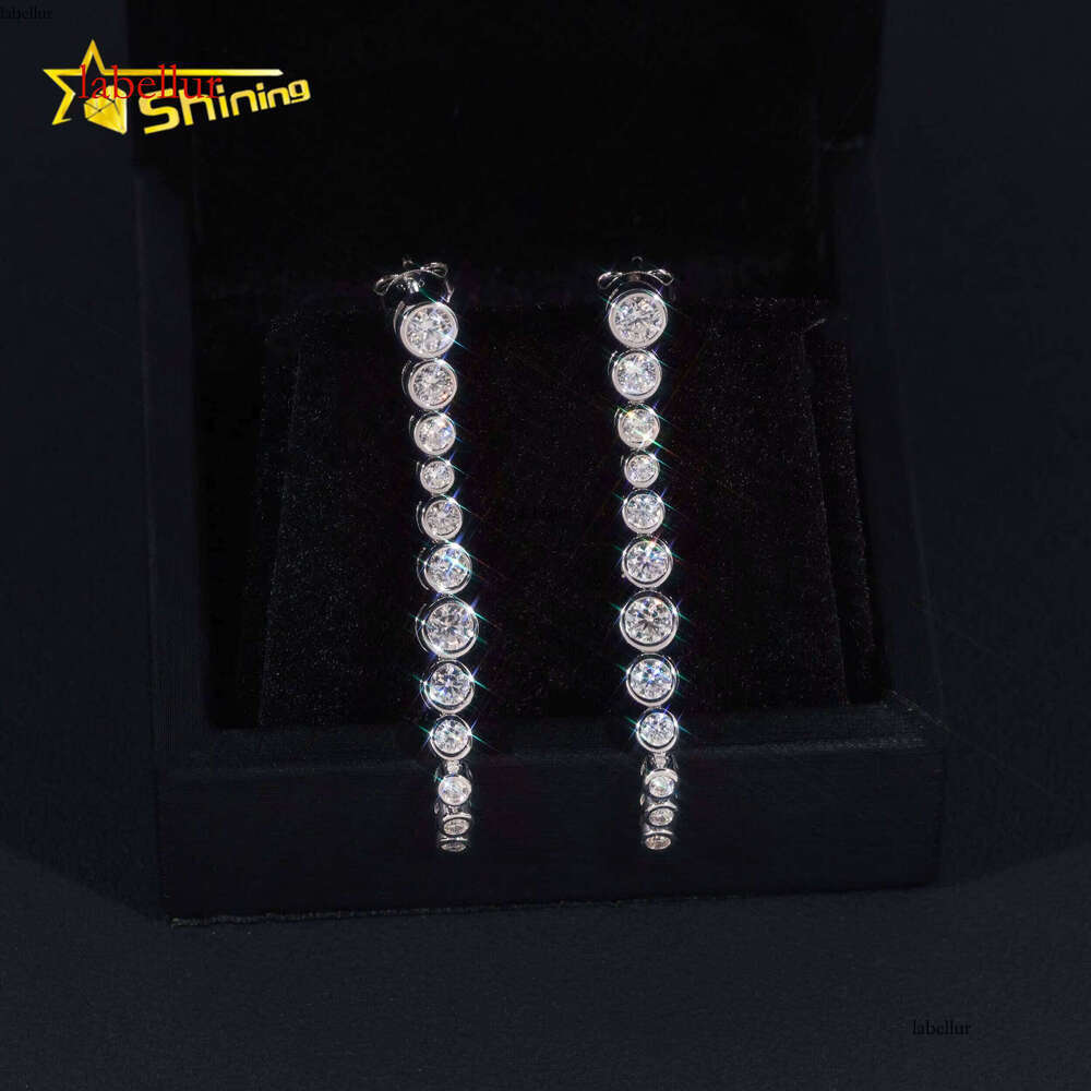 Fashion Jewelry Iced Out Bezel Design Sier Women Fine Custom VVS Moissanite Earrings Daily Wear