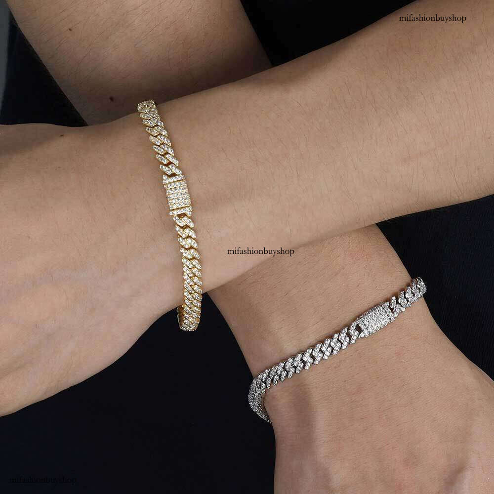 Hip Hop 6mm Single Row Full Zircon Cuban High-end Accessories Men's Bracelet Jewelry