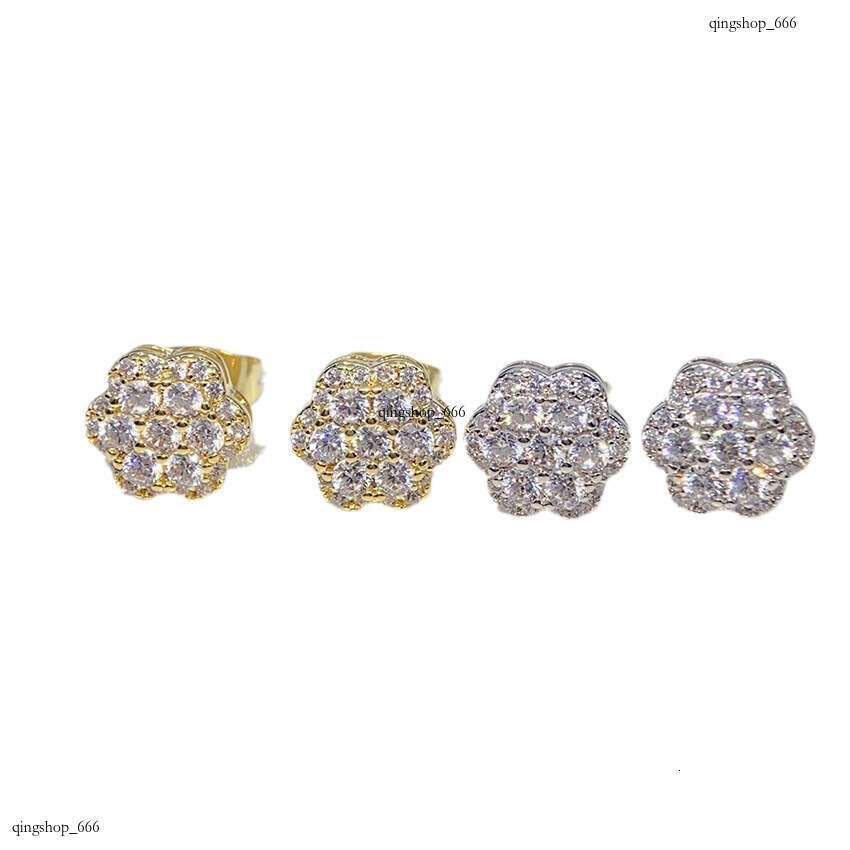 Hip-Hop Sterling Silver Zircon/Sier Moissanite Full Dia Electroplated Earrings for Men and Women