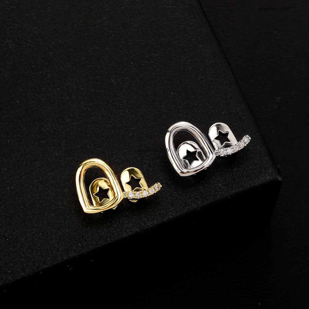 Zircon Hollow Double Inlay Set Daily Street Cool Dia-Encrusted Teeth Hip-Hop Versatile Gold Accessories