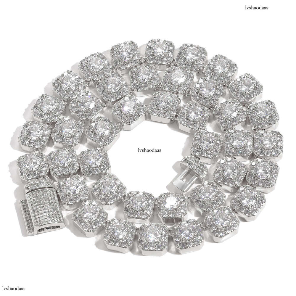 10mm Wide Ice Sugar Chain Sier Moissanite, Trendy Men's Necklace with Certificate
