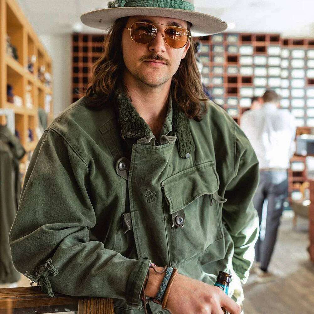 hoodie Maden Retro 16oz Canvas Swedish Motorcycle Green Pocket Bomber Jacket Casual Hunting Work Outwear for Men Spring and Fall jacket