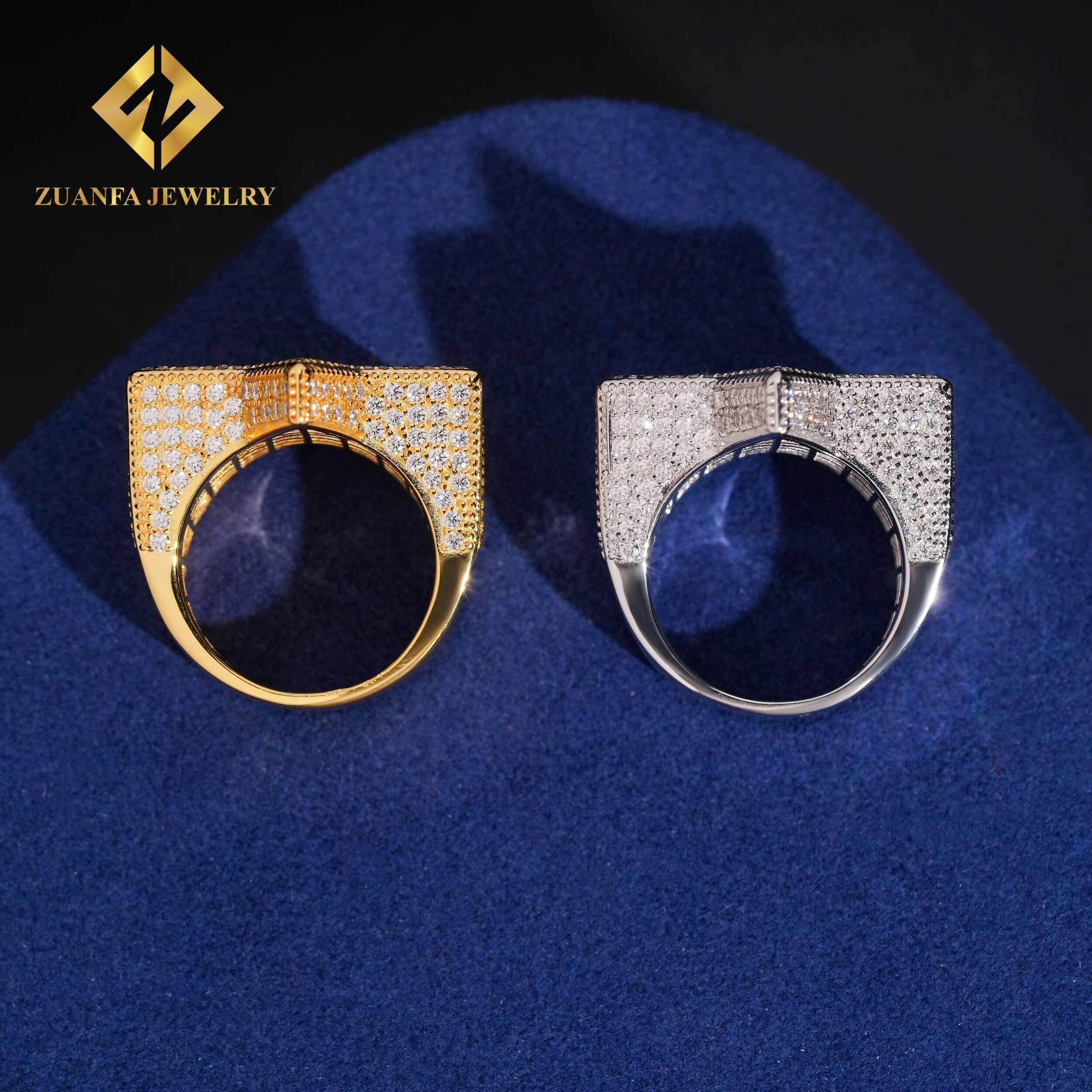 Trendy Jewelry Luxury Design Baguette Diamond Hip Hop Five Stars 925 Silver Iced Out VVS Moissanite Ring Mens