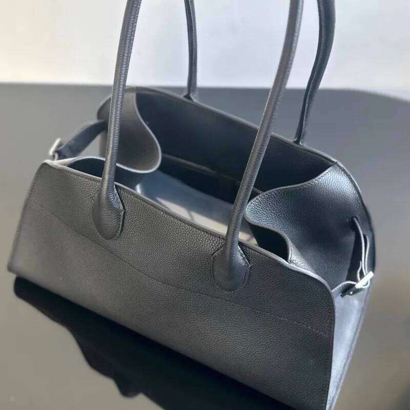 new high-end retro horizontal top layer leather hand-held large-capacity commuting tote bag