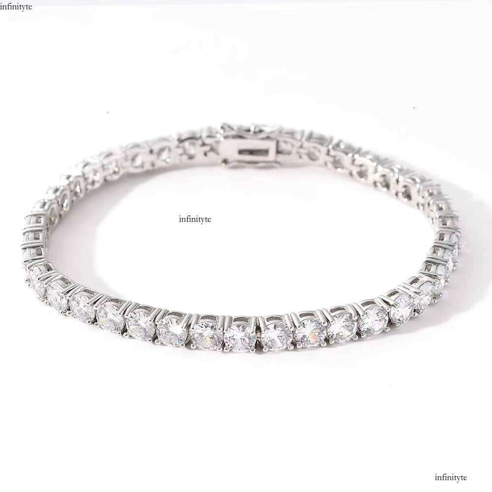 NUOYA 3MM High Quality Dia Bracelet Iced Out CZ Stone Gold Plated Tennis Chain Jewelry for Women