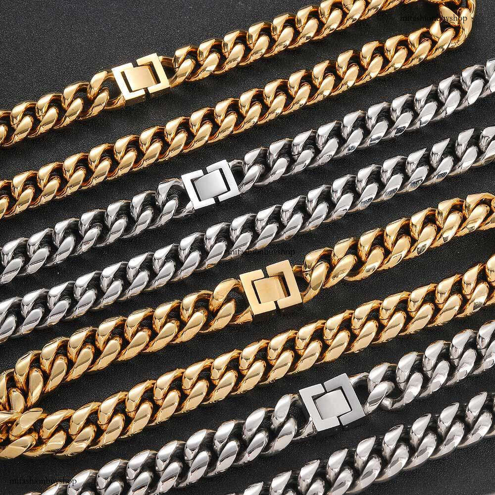 Hip Hop Jewelry Clasp Stainless Round Polished Encrypted Cuban Chain Titanium Steel Men's Necklace Accessories