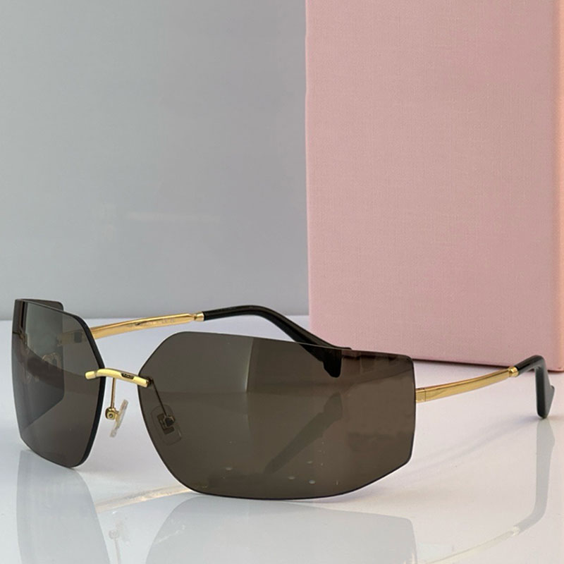 Designer Womens Runway Sunglasses 54Y Luxury oversize frameless sunglasses lady Outdoor sports goggles niu Metal pattern with legs Brown lenses