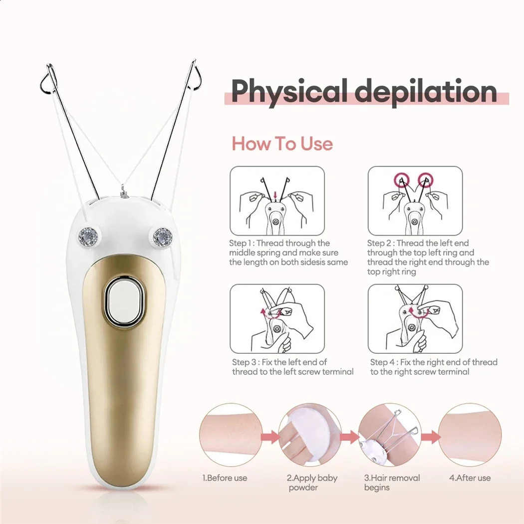 Women Electric Hair Epilator Body Hair Remover Cotton Thread Defeatherer Depilator Face Razor Face Leg Arm Hair Remover 250805