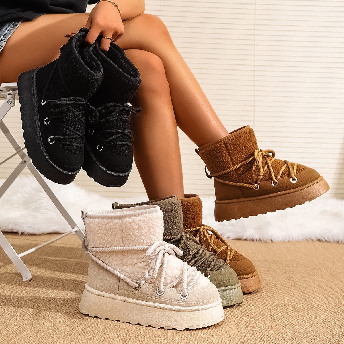 new Free delivery designer woman boots Cotton boots with plush insulation loose and comfortable cotton shoes
