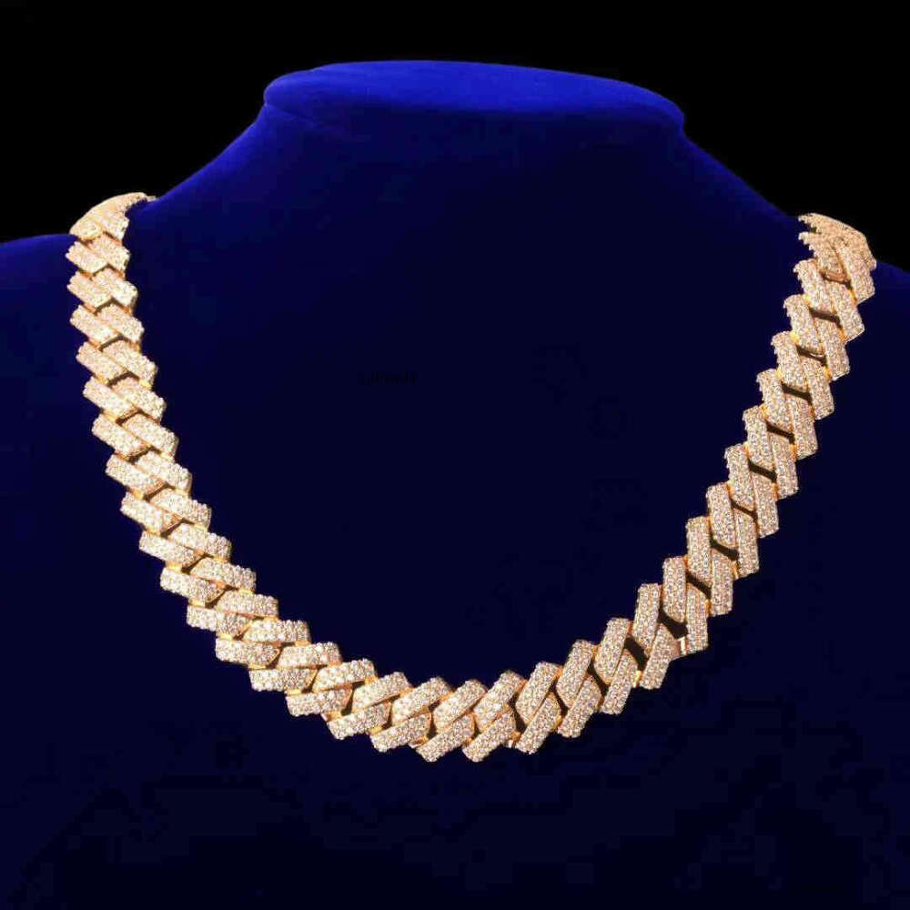Hot Sale Pass Tester 2rows Prong Choker VVS Moissanite Dia Miami Cuban Necklace Link Chain Hip Hop Jewelry