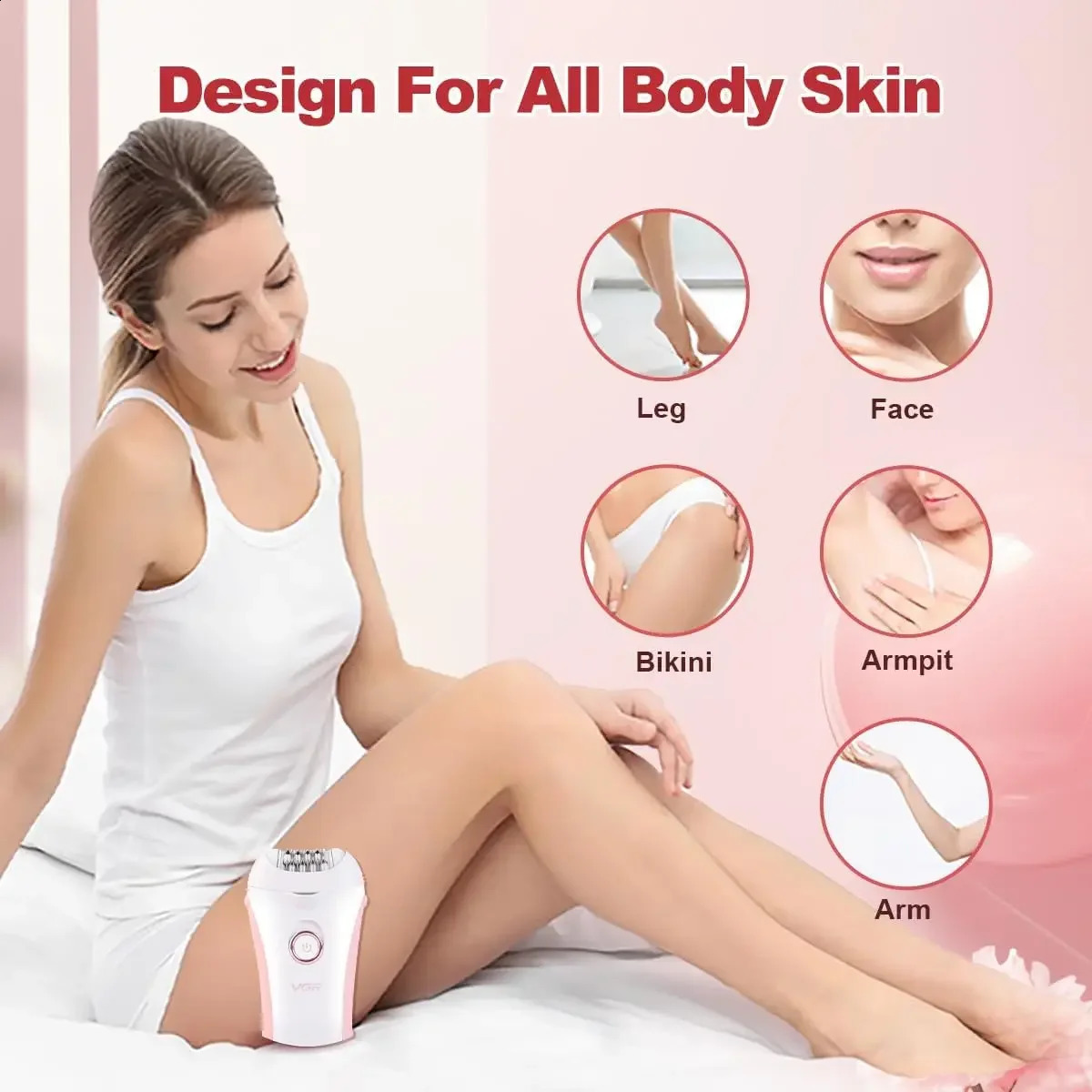 VGR Epilator Electric Leg Body Underarms Portable Hair Remover 2 Speed Adjustment Hair Removal Tool Epilator for Women V-705 250805