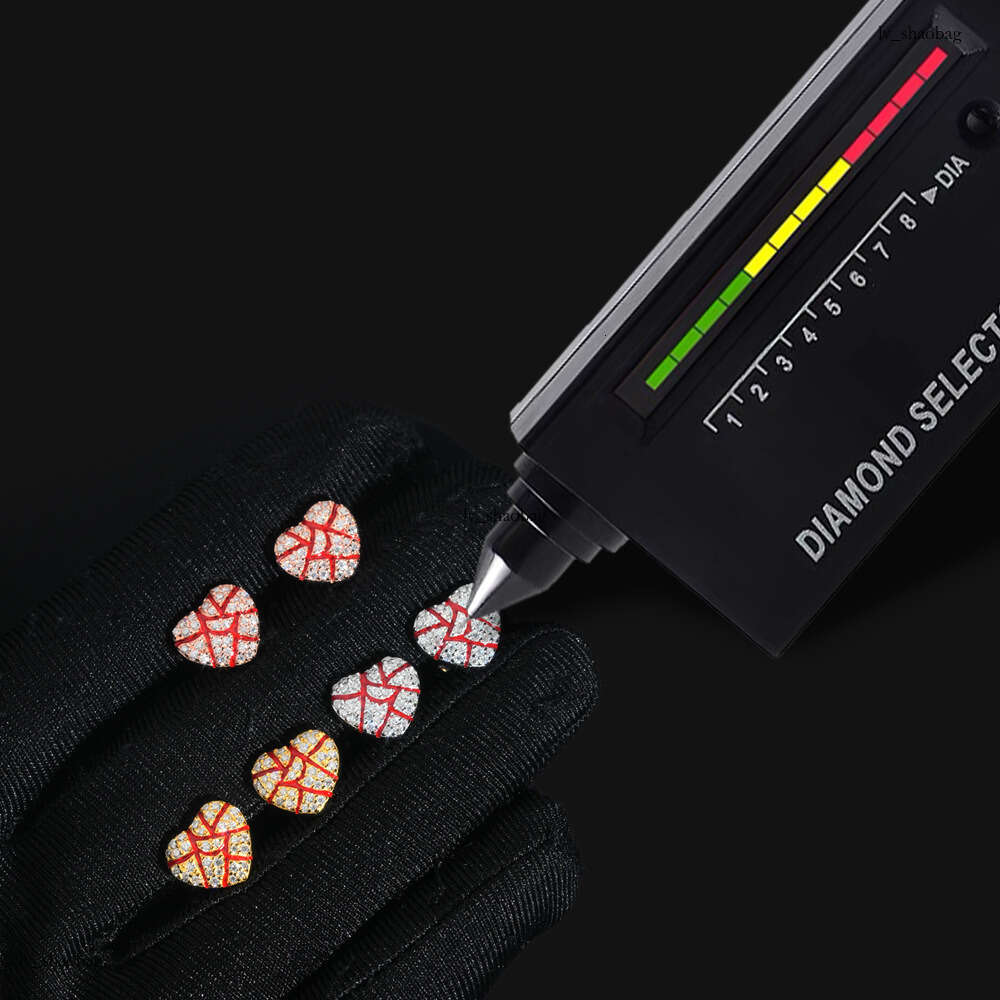 Hip Hop Broken Heart Heartbreak Shape Full Dia Oil Drop Men Women Fashion Couple Earrings Jewelry Wholesale