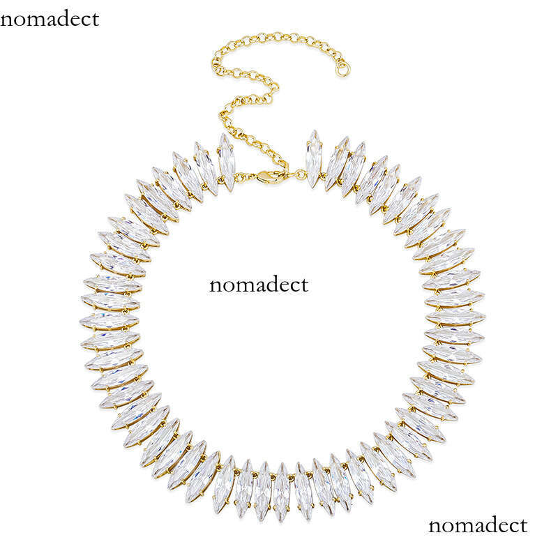 New 20mm Five-Prong Set Oval Moissanite chain Women's Tennis Chain Necklace Hip-Hop Choker