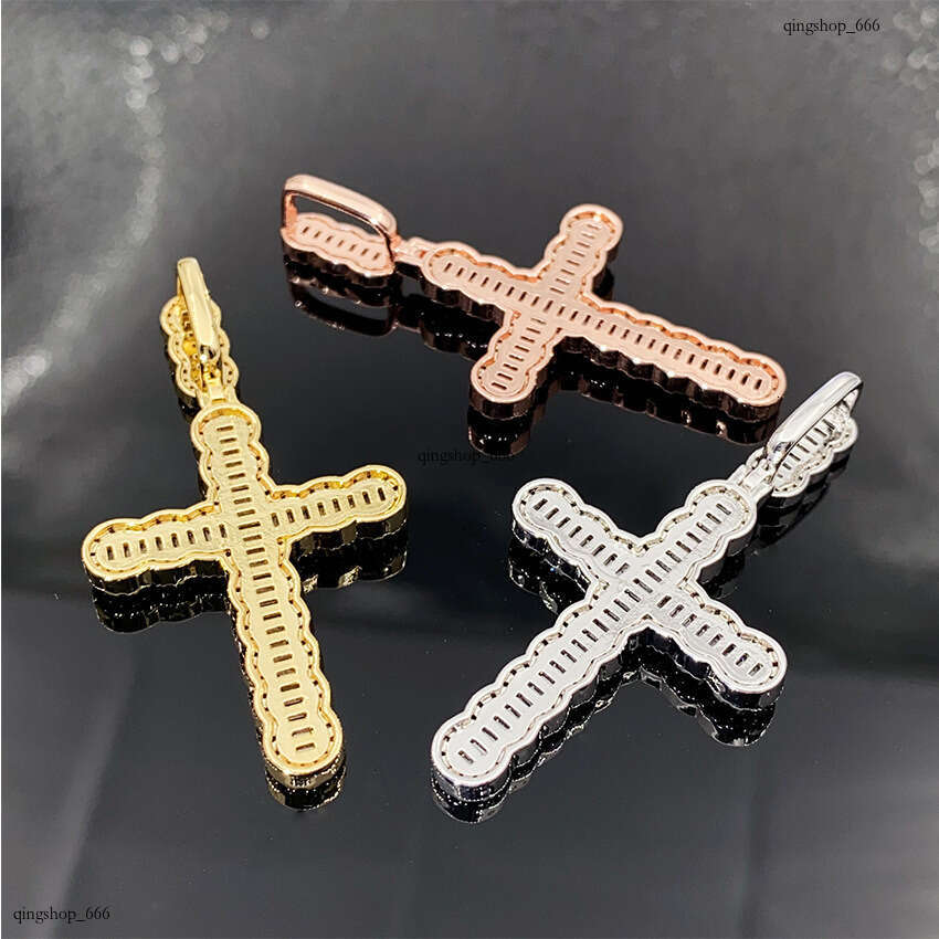 Full Sterling Silver Inlaid Moissanite chain Cross Personality Hip Hop Jewelry Unisex Accessories Necklace Pendant