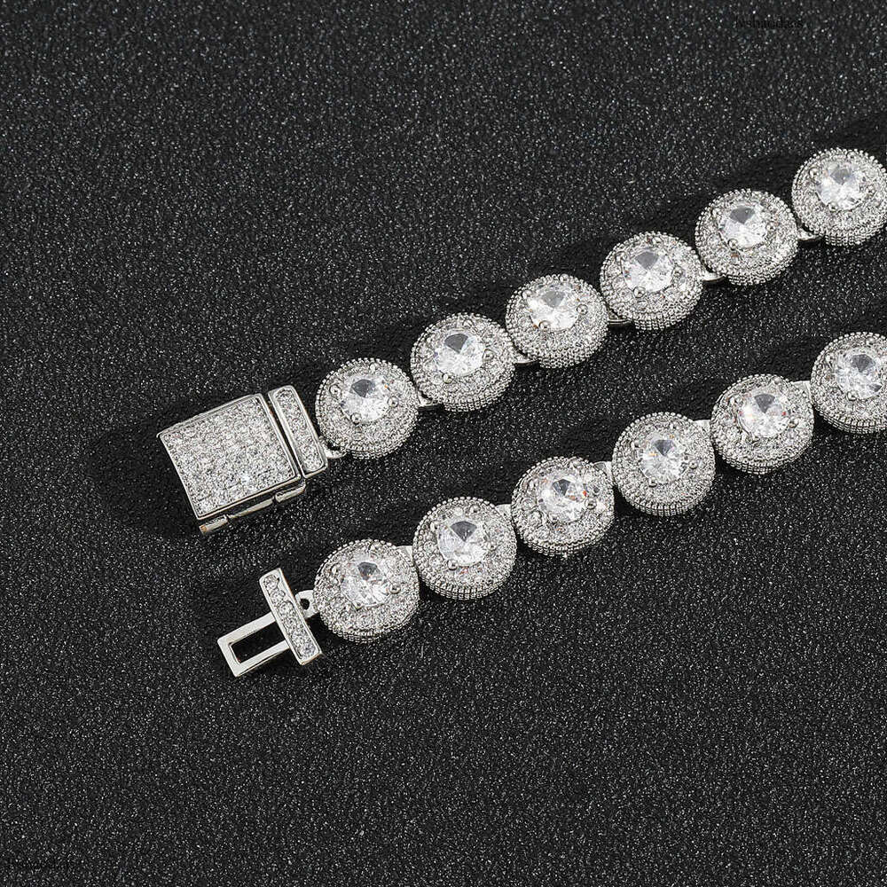 New 8mm Round Rock Candy Micro Paved Moissanite chain Personality Trendy Men's Niche Clavicle Chain Hip Hop Necklace Jewelry