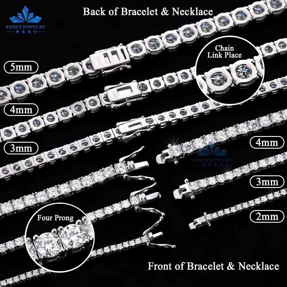 Tennis Necklace Bracelet Iced Out White D VVS Moissanite Diamond Jewelry 925 Silver Tennis Chain