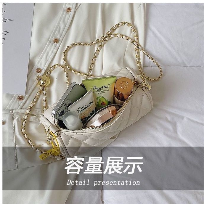 Free Luxury Bag Shipping Designer Bag Elegant Cylinder Bag, New Style Small Gold Ball Quilted Chain Shoulder Bag, Versatile Niche Crossbody Pillow Bag