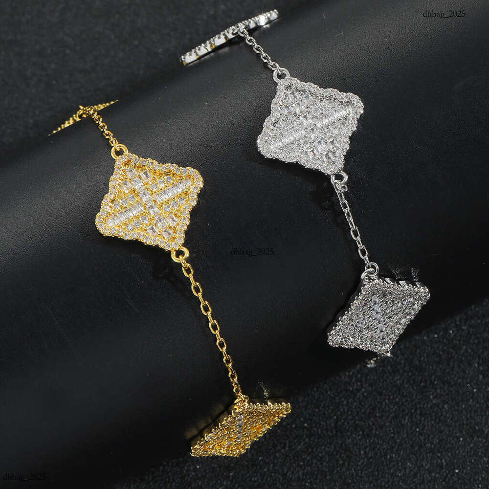 New Lucky Clover Bracelet Summer Women High-end Gold Light Niche Sterling Silver Inlaid Dia Jewelry