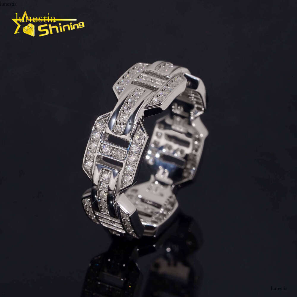 Hip Hop Jewelry Pure Silver Full Eternal VVS Inlaid Stone Iced Out Men's Ring