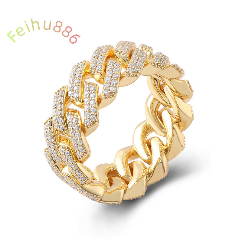 2025 new 14k Full Diamond Moissanite Ring Light Luxury Cuban Style Mens Ring