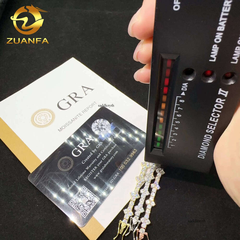 Hot Selling Sterling Sier Lab Dia Iced Out Vvs Moissanite Hip Hop Jewelry Tennis Chain Bracelet ac 53