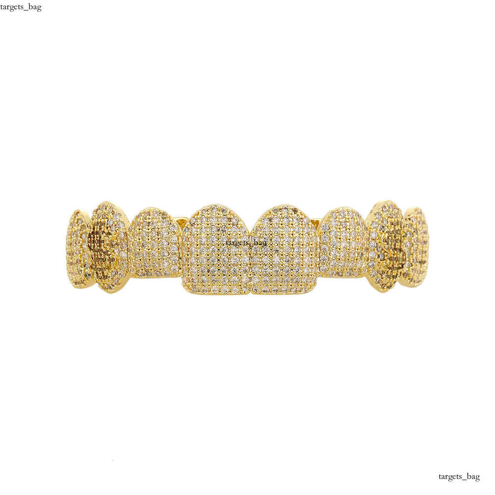 Hot Selling 8 Micro Paved Gold Teeth Full Zircon Cool Braces Rap Accessories Hip Hop Men Personality