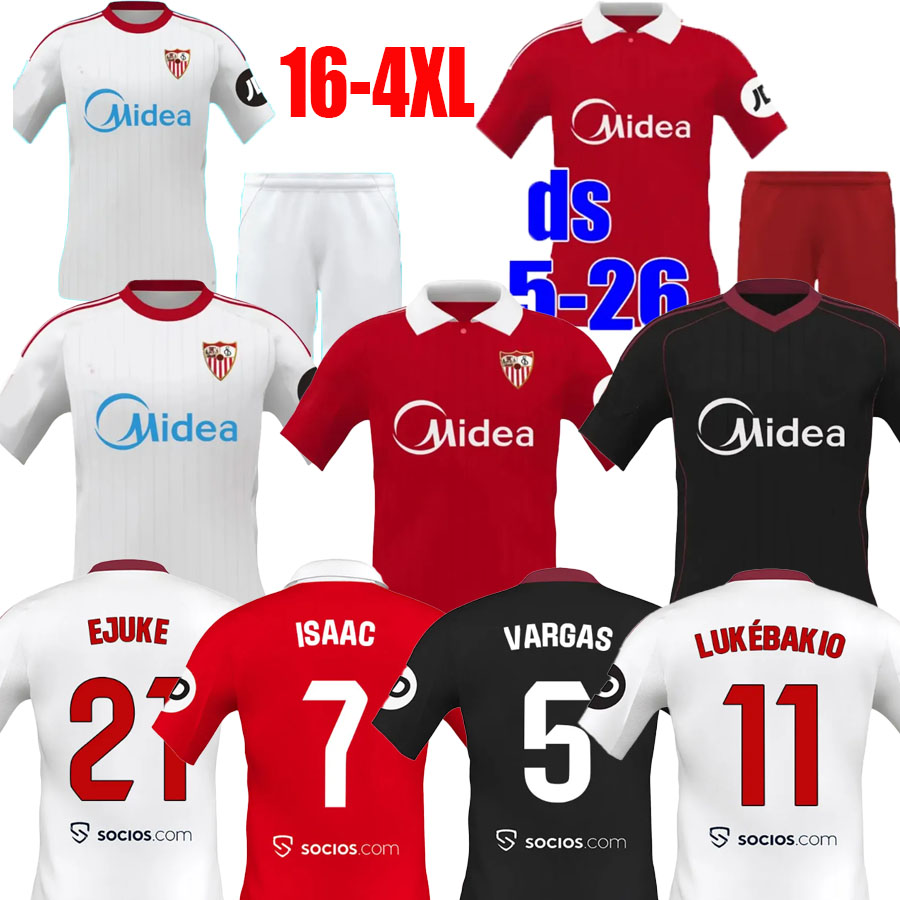 25 26 Sevilla soccer jerseys ISAAC SOW FC EJUKE JUANLU LUKEBAKIO football shirts PEQUE 2025 2026 Men kits Kids