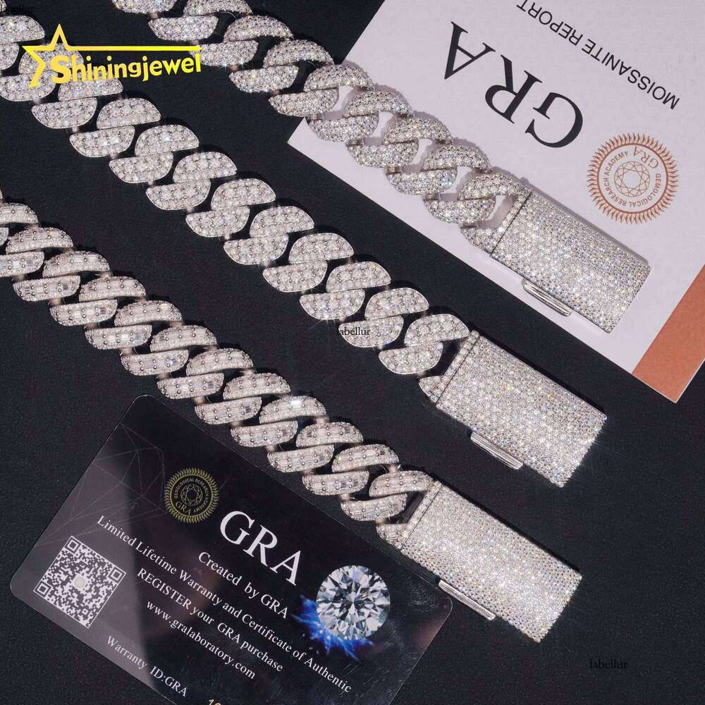 High-Quality Hip-Hop Jewelry Iced Out VVS Moissanite Heavy 18Mm Sier Cuban Chain Necklace