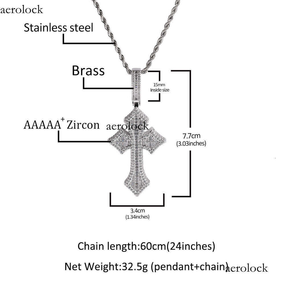New Moissanite chain Cross Pendant HIPHOP Hip Hop Rap Trendy Men's Necklace Jewelry