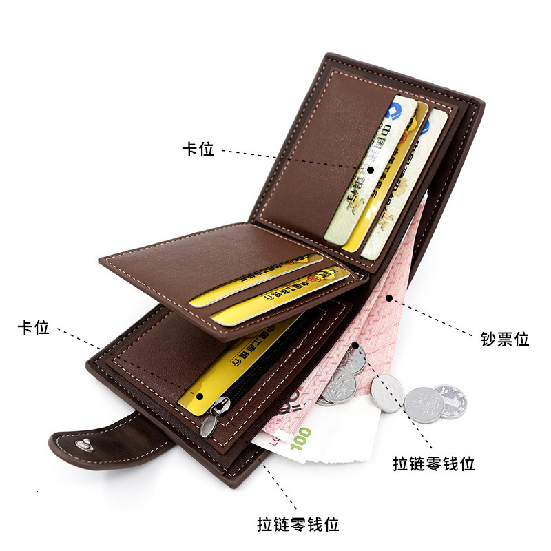 Menbense Korean Style Gold Stamped Luxury Bag Men's Wallet Short Buckle 70% Off Matte Men's Wallet