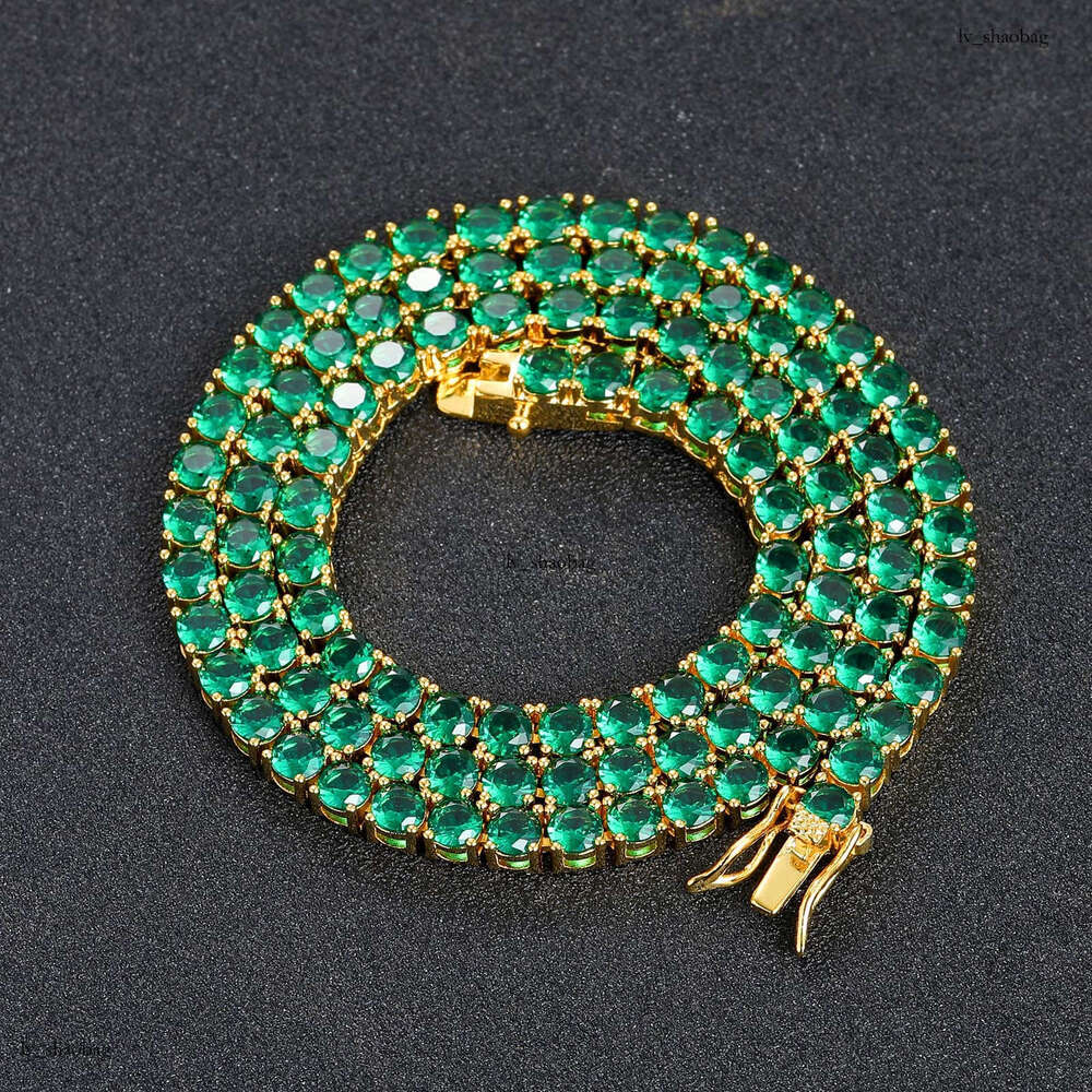 4mm Green Moissanite chain Simple Personality Unisex Tennis Chain Hip Hop Necklace