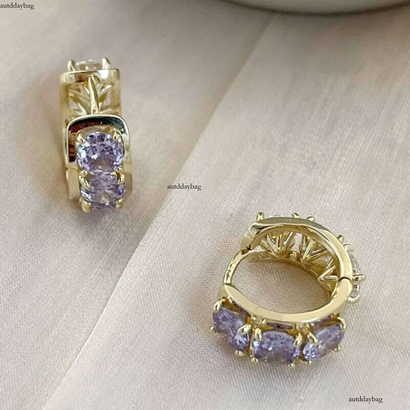 2024 Choucong Clip Earrings Sparkling Jewelry Sterling Sier 14K Gold Fill Round Cut Amethyst Moissanite Dia Party Elegant Women Earring Gift