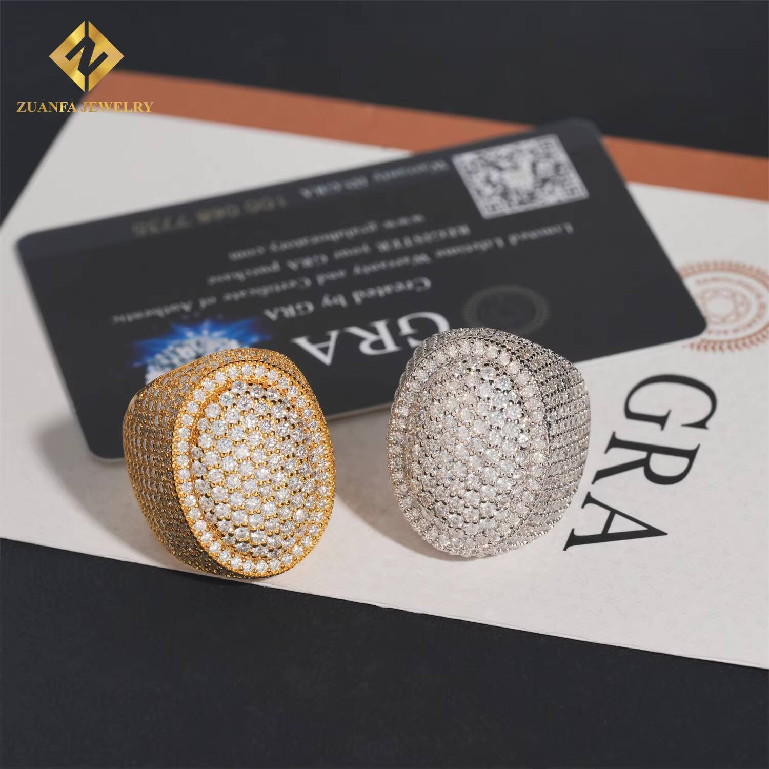 High Quality 925 Sterling Silver Iced Out Diamond Men Ring Hip Hop Moissanite Diamonsd Rapper Ring with GRA Certificate