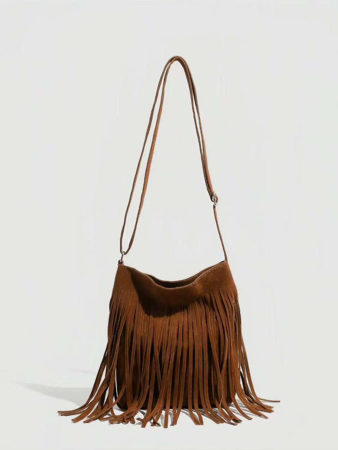 Tassel 2025 New Suede Saddle Fashionable Hot Girl Shoulder Versatile Commuter Crossbody Bag for Women ddmymoon