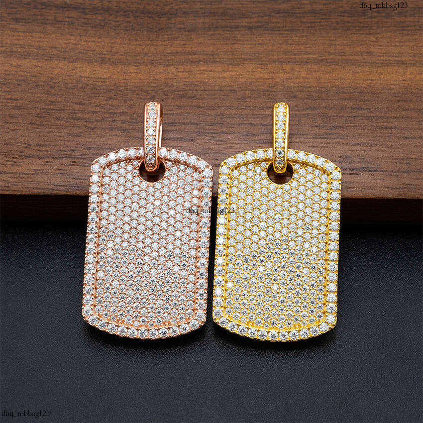 New Iced Out VVS Inlaid Moissanite Rectangular Necklace Trendy Cool Hip-Hop Pendant Versatile