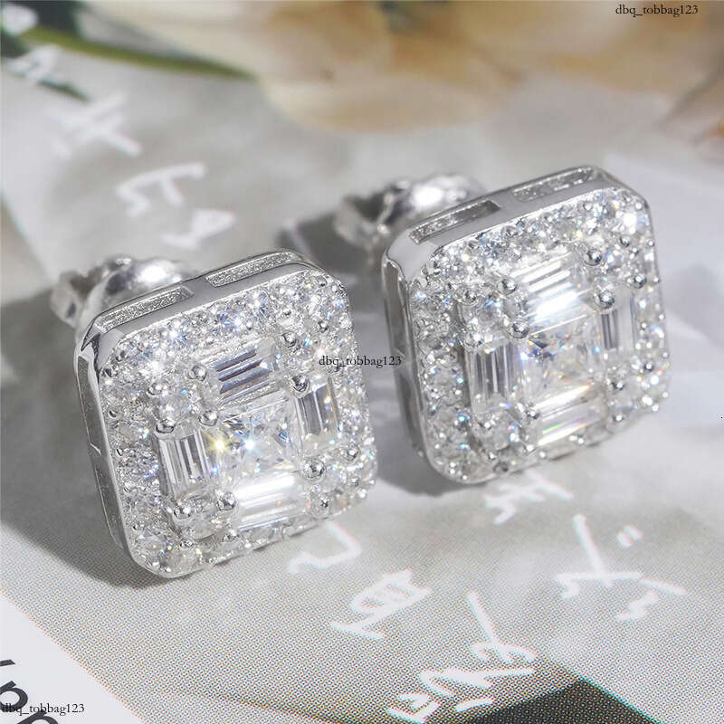 ICED OUT Earrings Moissanite Irregular Inlay Sier Real Gold Plating