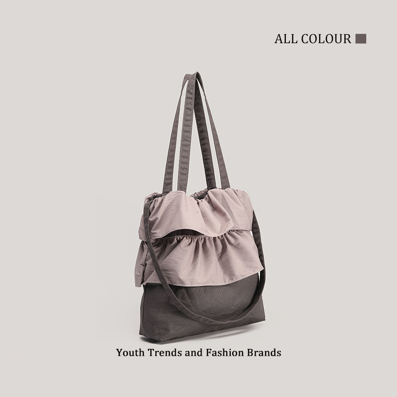 New French-style Ruffled Handbag Shoulder Tote Bag Versatile Large Capacity ddmymoon ddmymoon