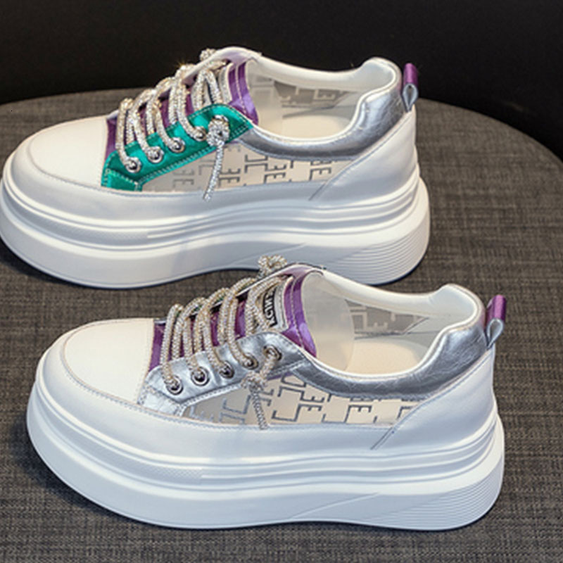Thick soled sneakers 2025 designer's new height increasing women's shoes with mesh straps