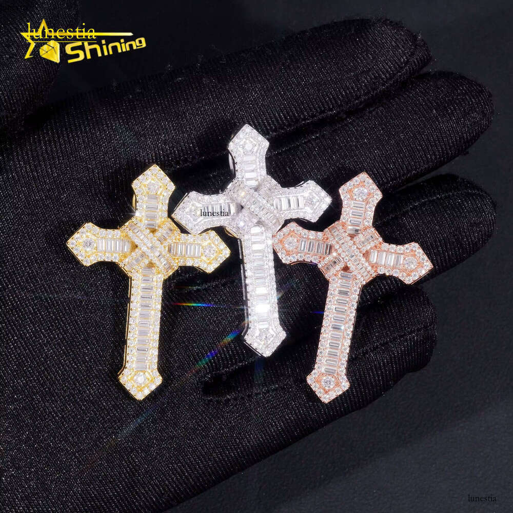 Pass Dia Tester New Design Top Quality Moissanite Hip Hop Jewelry Sterling Sier Cross Pendant