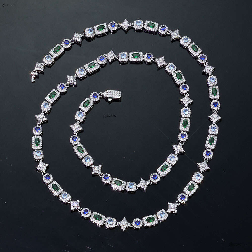 Hip Hop 6mm Geometric Colorful Jewelry Accessories Men's Moissanite chain Necklace