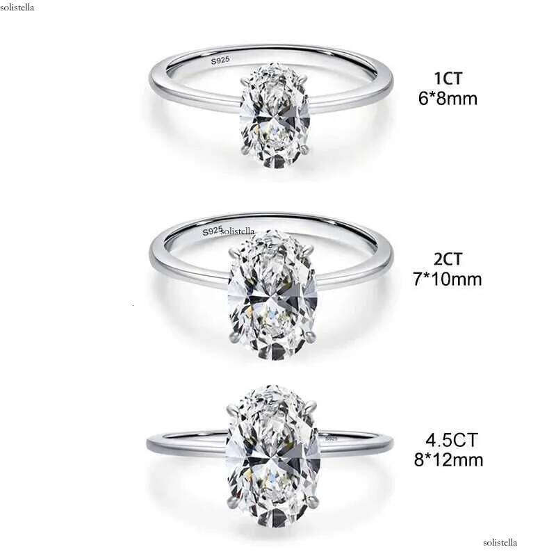 GRA 1-3CT Sterling Sier Engagement Oval Cut Solitaire Cubic Moissanite diaia Wedding Promise Rings for Women Fine Jewelry