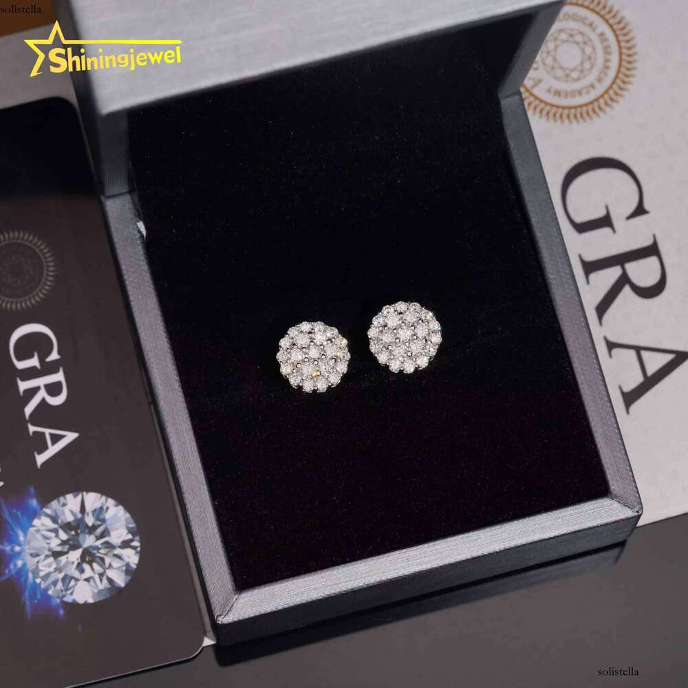 High Grade Fine Jewelry Pass Tester Sterling Sier Fashion Iced Out Custom VVS Dia Moissanite Stud Earrings