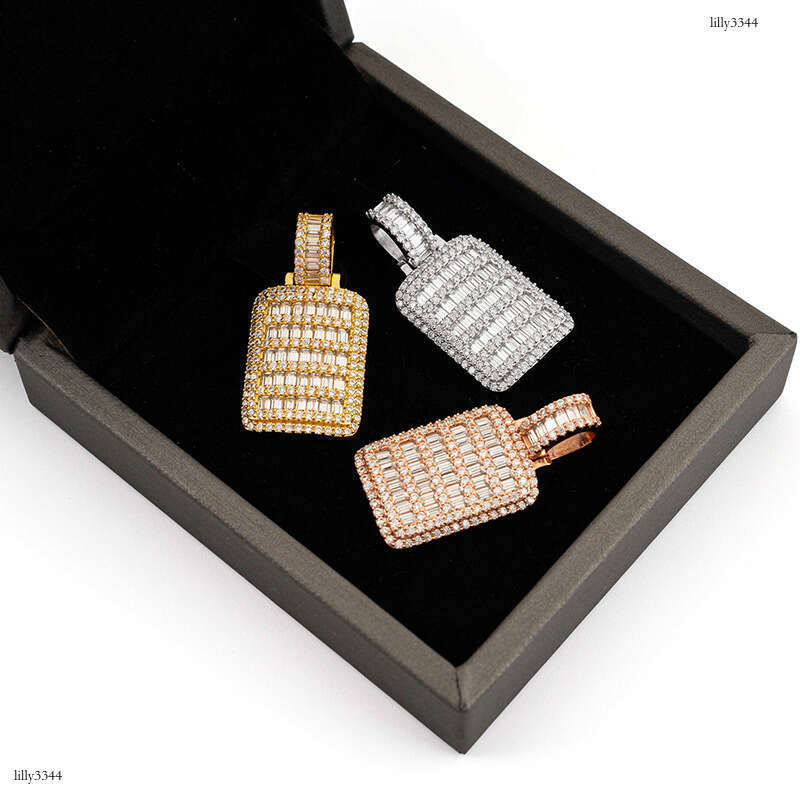 Ins Hot-Selling Hip-Hop Personality Iced Out VVS Rectangular Full Inlaid D Color Moissanite Necklace Pendant