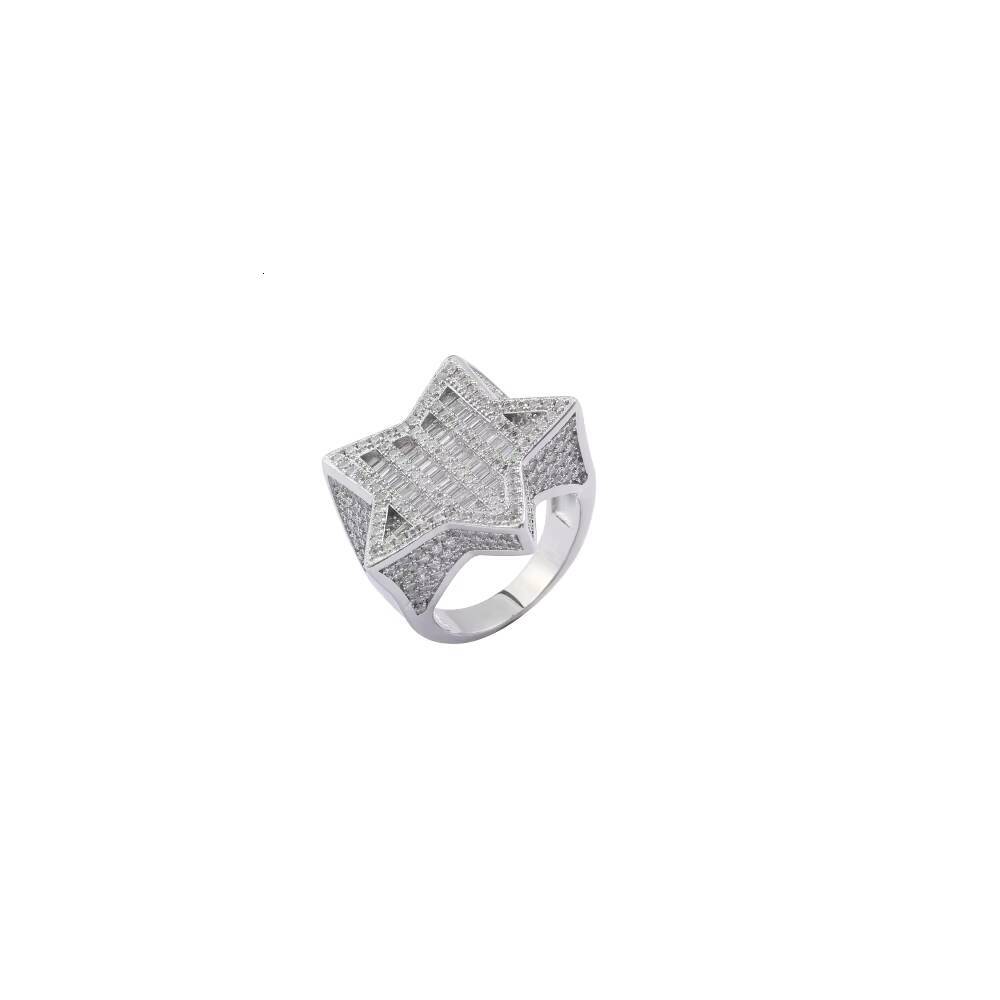 R038 Moissanite Rings Brass Gold Silver Color Moissanite Iced RING Fashion Hip Hop Jewelry