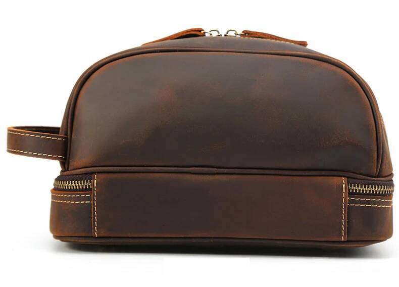 Newsbirds Thick Leather Clutch Bag mens wash storage genuine leather Toiletry kits bag real cowskin make up day clutch