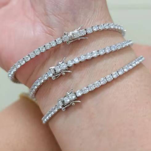 Custom Bracelet 3mm 4mm 5mm Hip Hop Jewelry Bling Crystal Zircon Diamond Tennis Bracelets